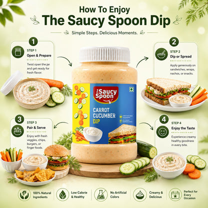 The Saucy Spoon Carrot Cucumber Dip 250 GM | Creamy Veggie Dip for Snacks, Nachos & Healthy Munching