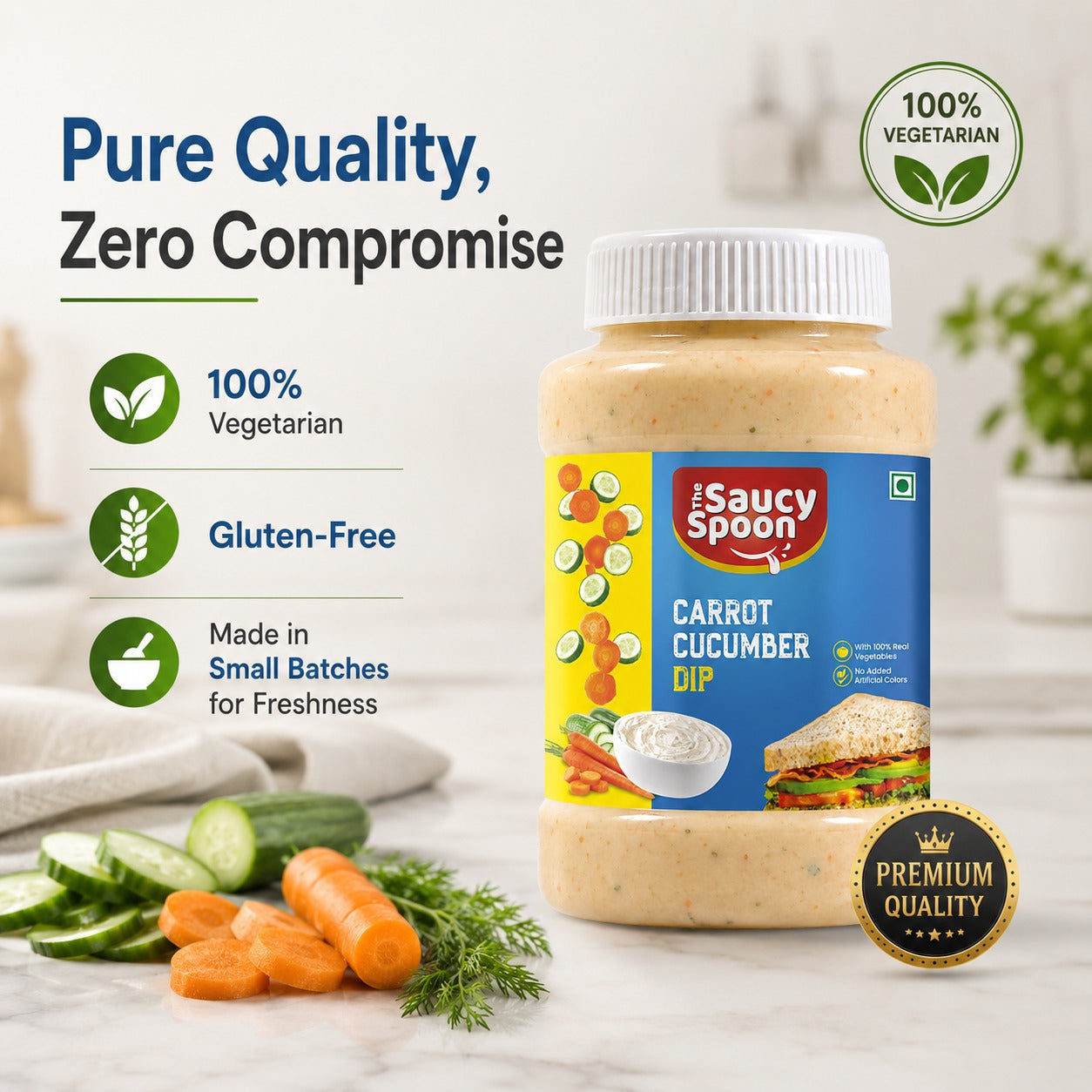 The Saucy Spoon Carrot Cucumber Dip 250 GM | Creamy Veggie Dip for Snacks, Nachos & Healthy Munching