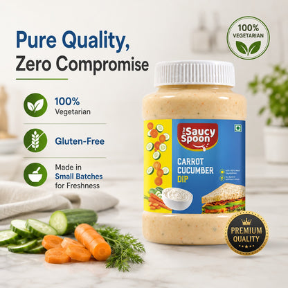 The Saucy Spoon Carrot Cucumber Dip 250 GM | Creamy Veggie Dip for Snacks, Nachos & Healthy Munching