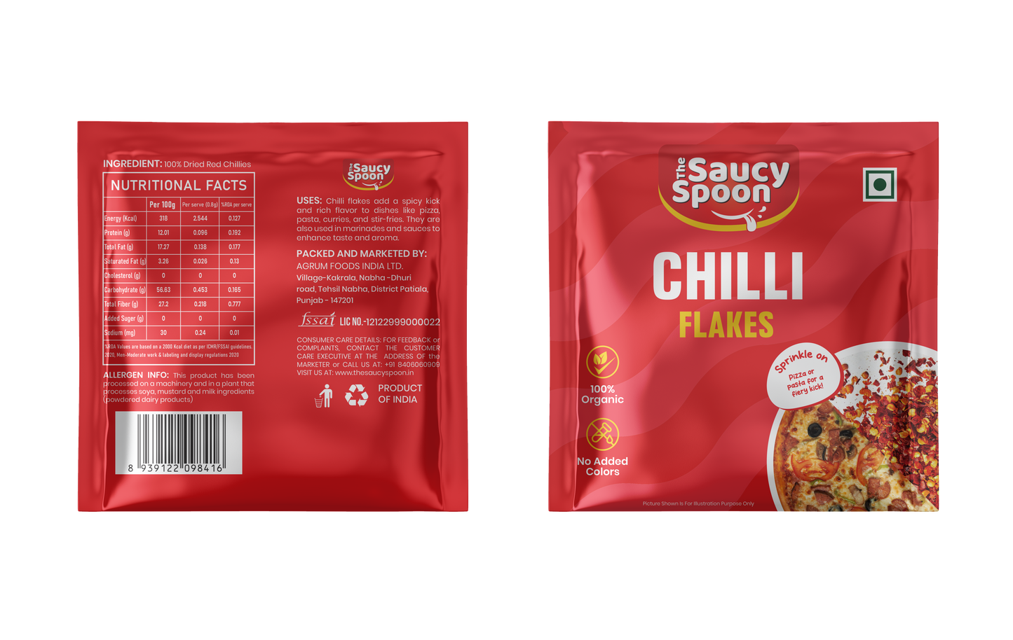 Bulk Chilli Flakes Sachets 0.75g for HORECA | 150 Sachets Bag| The Saucy Spoon
