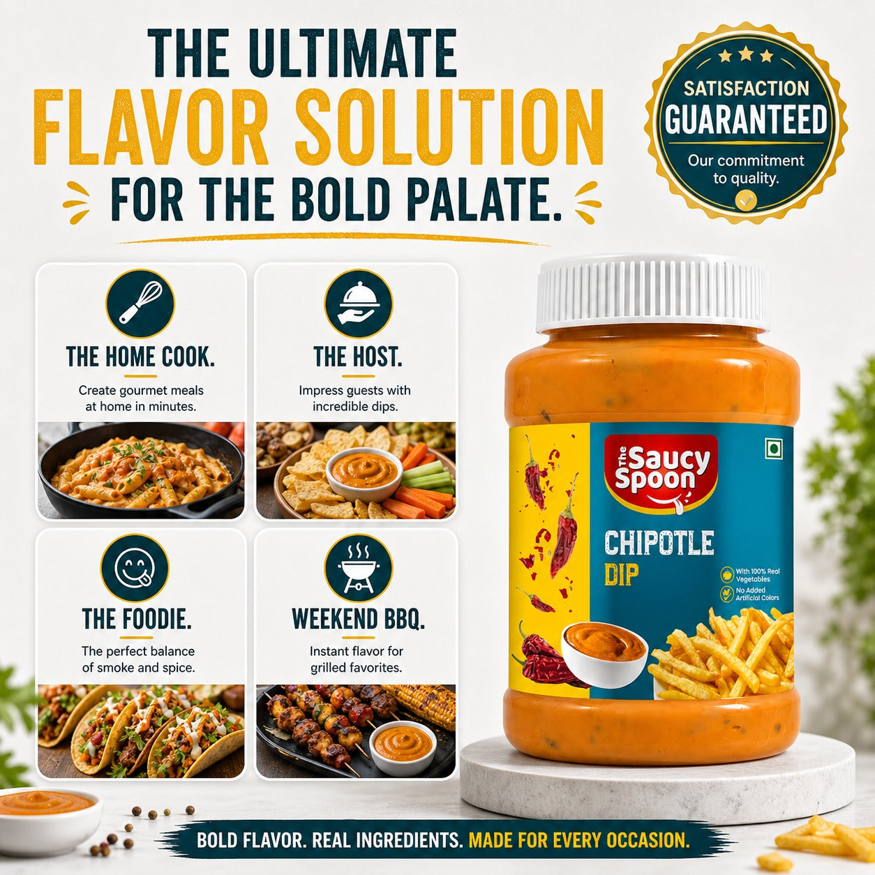 The Saucy Spoon Chipotle Dip 250 GM | Smoky & Creamy Spicy Dip for Nachos, Burgers & Snacks
