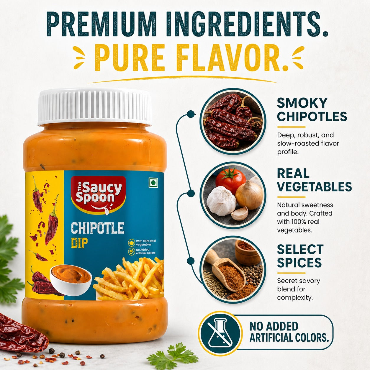 The Saucy Spoon Chipotle Dip 250 GM | Smoky & Creamy Spicy Dip for Nachos, Burgers & Snacks