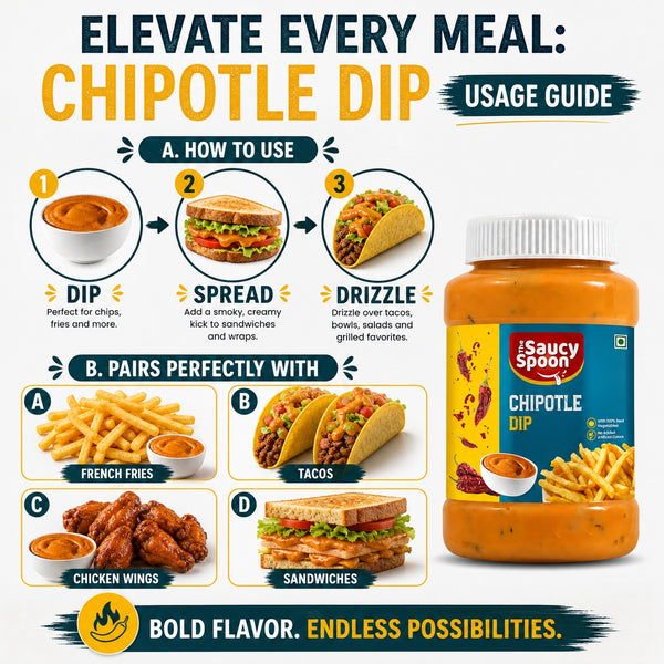 The Saucy Spoon Chipotle Dip 250 GM | Smoky & Creamy Spicy Dip for Nachos, Burgers & Snacks