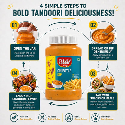 The Saucy Spoon Chipotle Dip 250 GM | Smoky & Creamy Spicy Dip for Nachos, Burgers & Snacks
