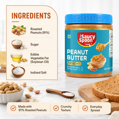 🥜 The Saucy Spoon – Peanut Butter Crunchy 1 kg | Premium Roasted Peanut Spread