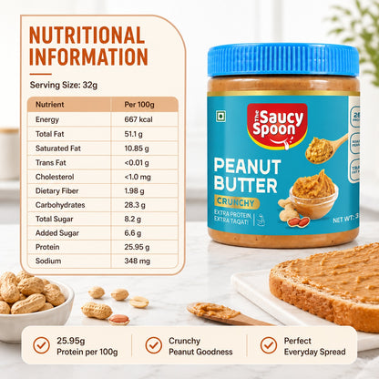 🥜 The Saucy Spoon – Peanut Butter Crunchy 1 kg | Premium Roasted Peanut Spread