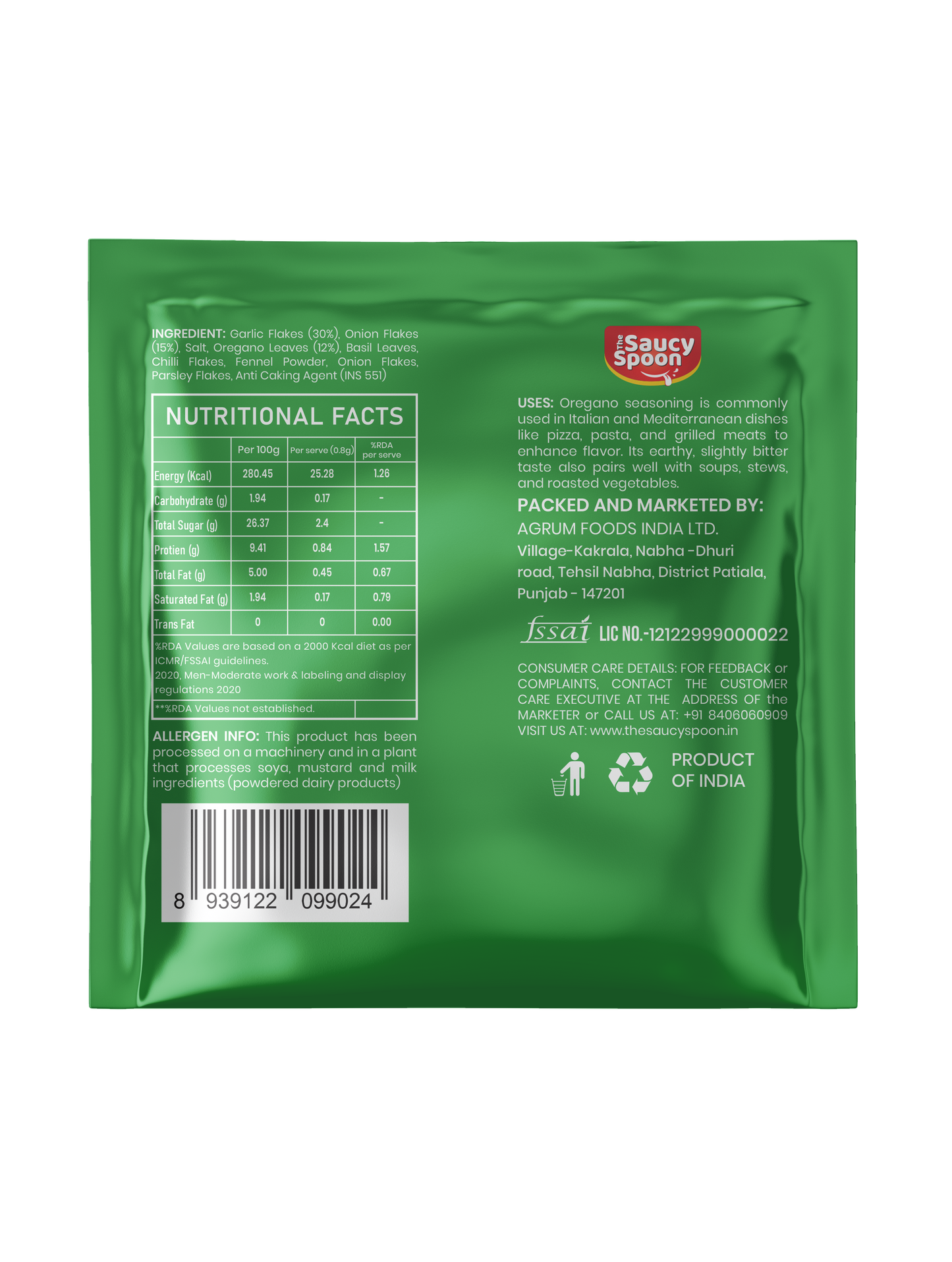 Bulk Oregano Seasoning Sachets 0.75g for HORECA | 9,000 Sachets Carton | The Saucy Spoon