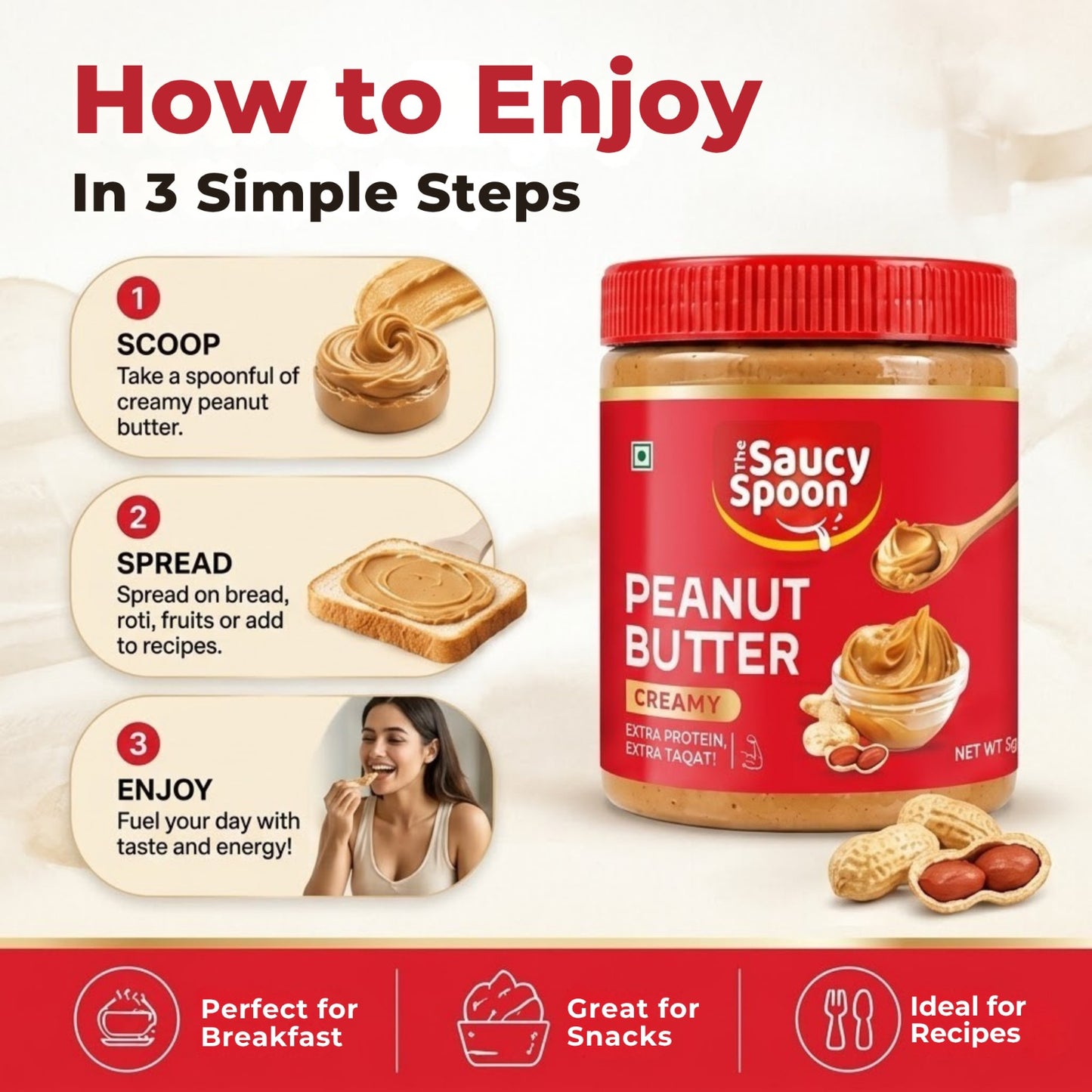 🥜 The Saucy Spoon – Creamy Peanut Butter | 1 KG