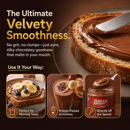 The Saucy Spoon Chocolate Peanut Butter 340 GM | Creamy Protein-Rich Chocolate Peanut Spread