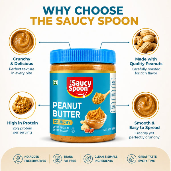 🥜 The Saucy Spoon – Peanut Butter Crunchy 1 kg | Premium Roasted Peanut Spread