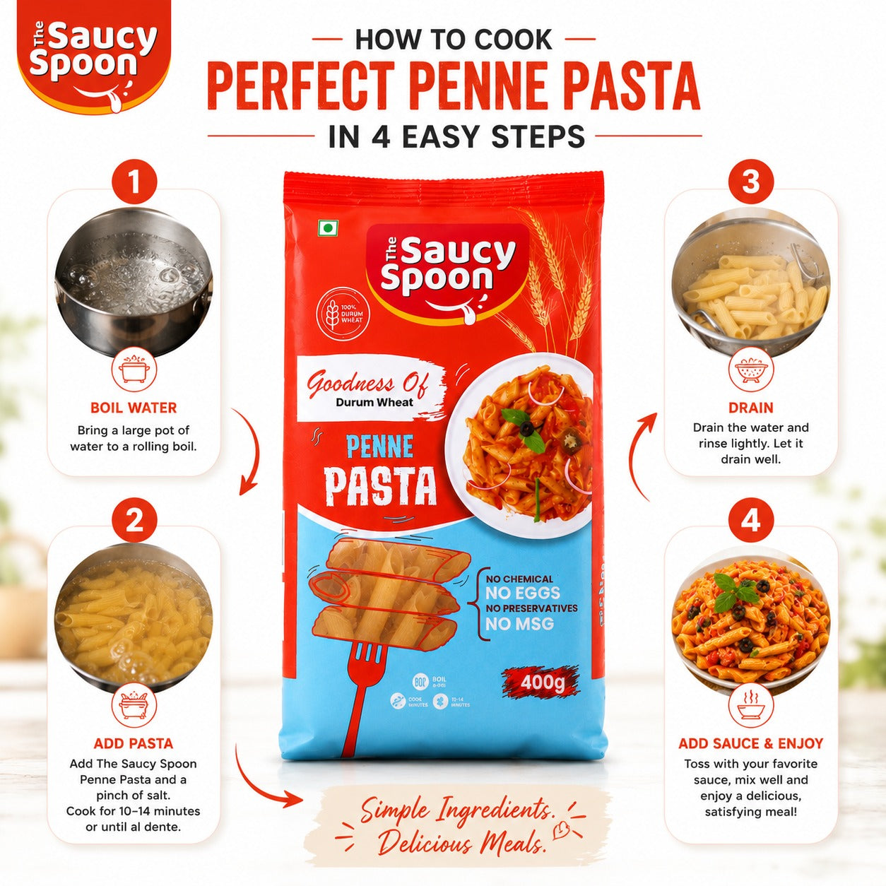 The Saucy Spoon - Penne Pasta                            ( Pack of 2 )