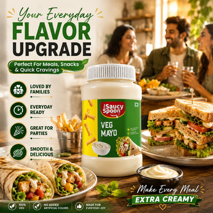 The Saucy Spoon Plain Veg Mayo 250 GM | Rich & Creamy Eggless Mayonnaise for Sandwiches, Burgers & Snacks
