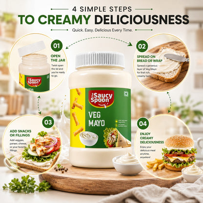 The Saucy Spoon Plain Veg Mayo 250 GM | Rich & Creamy Eggless Mayonnaise for Sandwiches, Burgers & Snacks