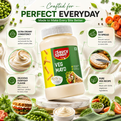 The Saucy Spoon Plain Veg Mayo 250 GM | Rich & Creamy Eggless Mayonnaise for Sandwiches, Burgers & Snacks