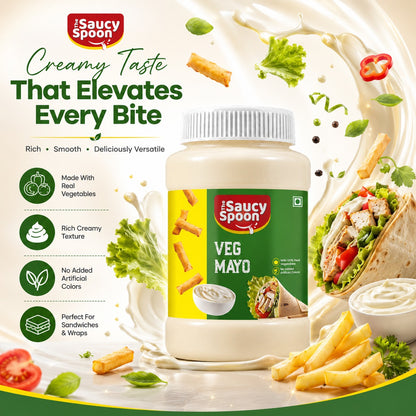 The Saucy Spoon Plain Veg Mayo 250 GM | Rich & Creamy Eggless Mayonnaise for Sandwiches, Burgers & Snacks