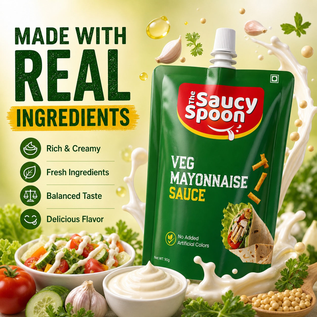 Plain Veg Mayo 90gm Spout Pouch – Creamy Goodness Anytime, Anywhere!
