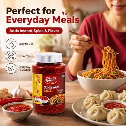 The Saucy Spoon – Schezwan Sauce 250 Gm Jar | Spicy Indo-Chinese Dip & Cooking Sauce