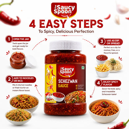 The Saucy Spoon – Schezwan Sauce 250 Gm Jar | Spicy Indo-Chinese Dip & Cooking Sauce