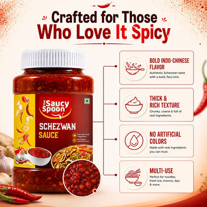 The Saucy Spoon – Schezwan Sauce 250 Gm Jar | Spicy Indo-Chinese Dip & Cooking Sauce