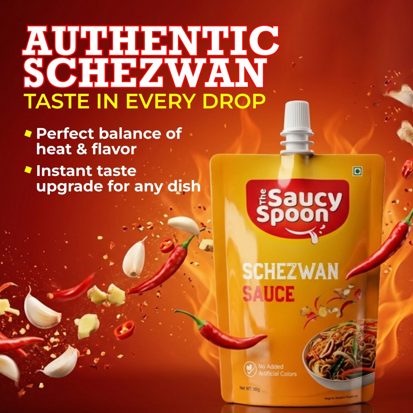 🌶️ Schezwan Sauce 90gm Spout Pouch – Bold, Spicy & Addictive Flavour!