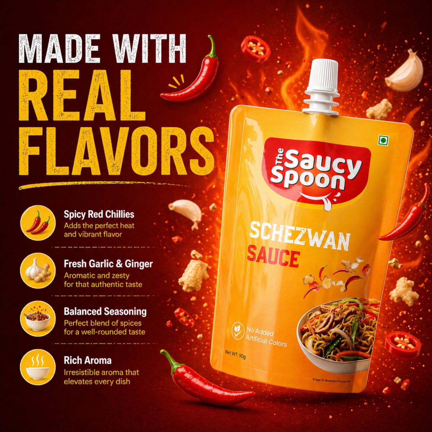 🌶️ Schezwan Sauce 90gm Spout Pouch – Bold, Spicy & Addictive Flavour!