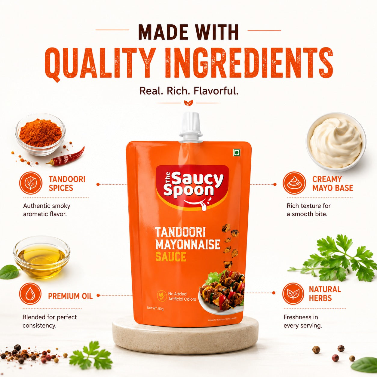 🔥 Tandoori Mayo 90gm Spout Pouch – Smoky, Creamy & Irresistibly Desi!