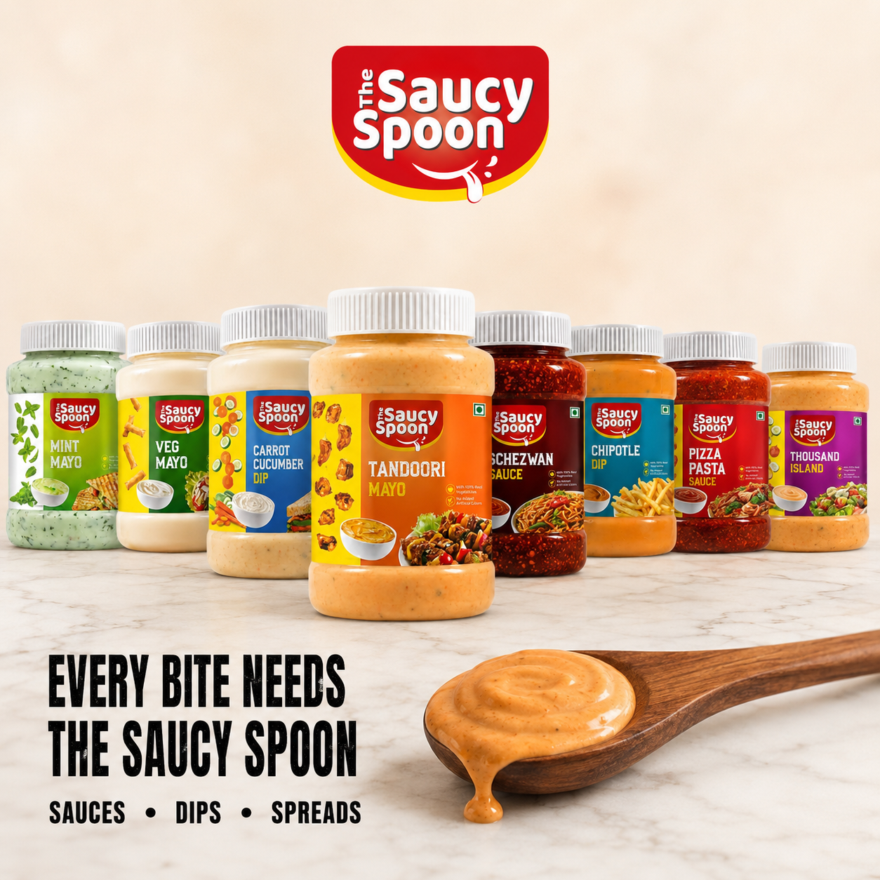 The Saucy Spoon Family Pack of 8 Premium Sauces & Dips | Mayo, Dips & Cooking Sauces Combo Pack